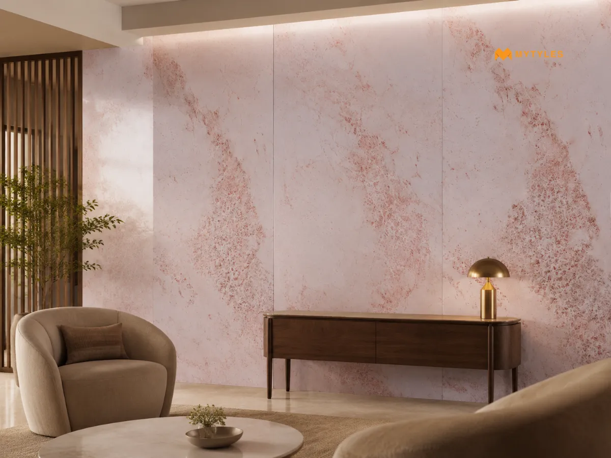Crystal Ruby Pink Matt Marble GVT Tile